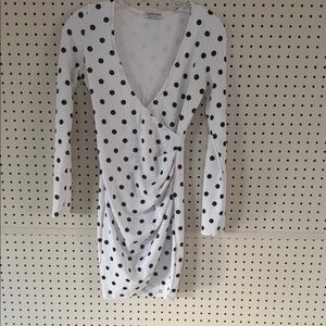 Fashion Nova Black and White Polka Dot Long Sleeve Dress